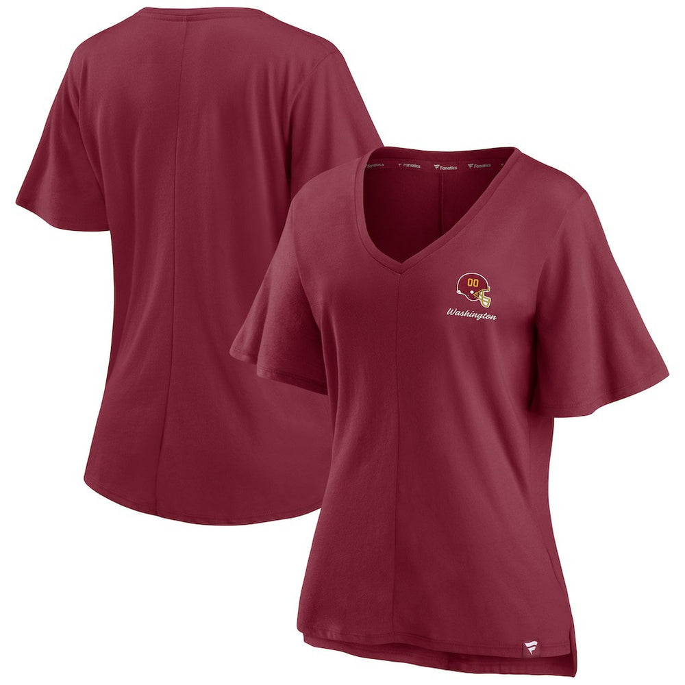 Washington Football Team Women's Southpaw Flutter V-Neck T-Shirt Burgundy | Fanatics