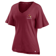 Washington Football Team Women's Southpaw Flutter V-Neck T-Shirt Burgundy | Fanatics