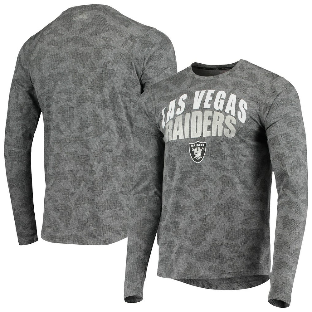 Las Vegas Raiders MSX by Michael Strahan Camo Performance Long Sleeve T-Shirt Black | NFL