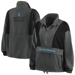Seattle Kraken WEAR by Erin Andrews Women's Popover Packable Half-Zip Jacket - Charcoal - NHL