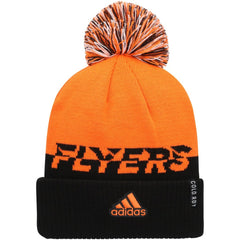 Philadelphia Flyers adidas COLD.RDY Cuffed Knit Hat with Pom - Orange/Black - NHL