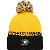 Pittsburgh Penguins adidas COLD.RDY Cuffed Knit Hat with Pom - Yellow/Black - NHL