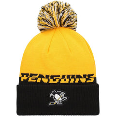 Pittsburgh Penguins adidas COLD.RDY Cuffed Knit Hat with Pom - Yellow/Black - NHL