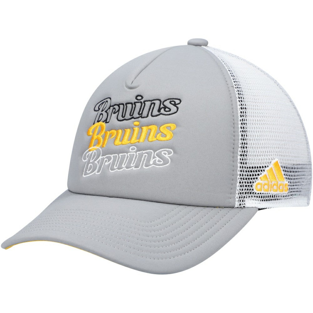 Boston Bruins adidas Women's Foam Trucker Snapback Hat - Gray/White - NHL