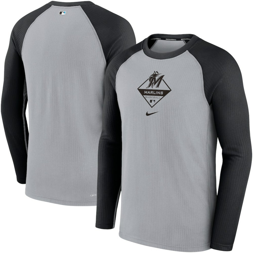 Miami Marlins Nike Game Authentic Collection Performance Raglan Long Sleeve T-Shirt - MLB