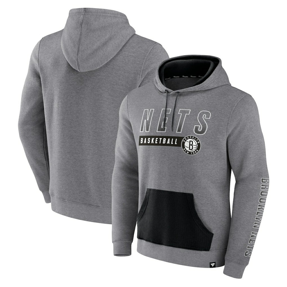 Brooklyn Nets Off The Bench Color Block Pullover Hoodie Heathered Gray - NBA