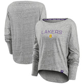 Los Angeles Lakers Women's Nostalgia Off-The-Shoulder Long Sleeve T-Shirt Heathered Gray - NBA