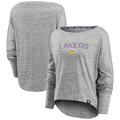 Los Angeles Lakers Women's Nostalgia Off-The-Shoulder Long Sleeve T-Shirt Heathered Gray - NBA