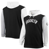 Brooklyn Nets Big & Tall Double Contrast Pullover Hoodie Black/White - NBA