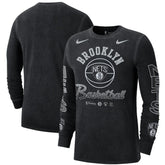 Brooklyn Nets Courtside Retro Elevated Long Sleeve T-Shirt Black - NBA