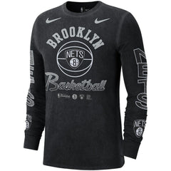 Brooklyn Nets Courtside Retro Elevated Long Sleeve T-Shirt Black - NBA