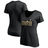 Alvin Kamara New Orleans Saints Women's Checkdown V-Neck T-Shirt Black | NFL