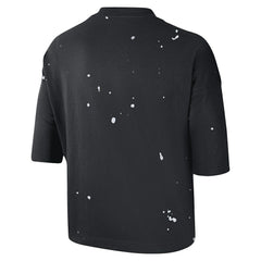 Brooklyn Nets Women's Courtside Splatter Cropped T-Shirt Black - NBA
