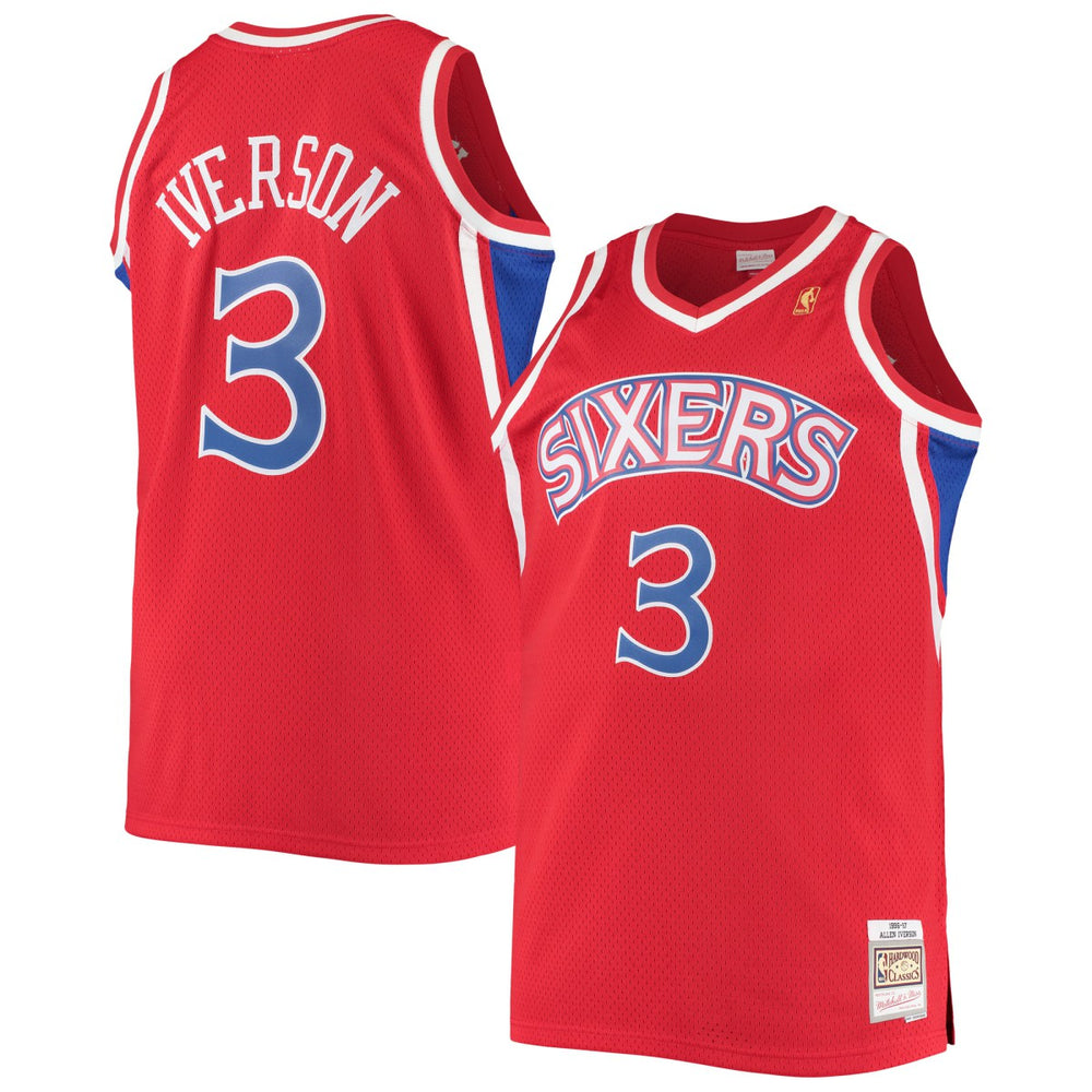 Allen Iverson Philadelphia 76ers 1996/97 Big & Tall Hardwood Classics Swingman Jersey Red - NBA