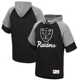 Las Vegas Raiders Home Advantage Raglan Short Sleeve Pullover Hoodie Black | Mitchell & Ness