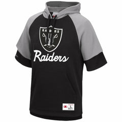 Las Vegas Raiders Home Advantage Raglan Short Sleeve Pullover Hoodie Black | Mitchell & Ness