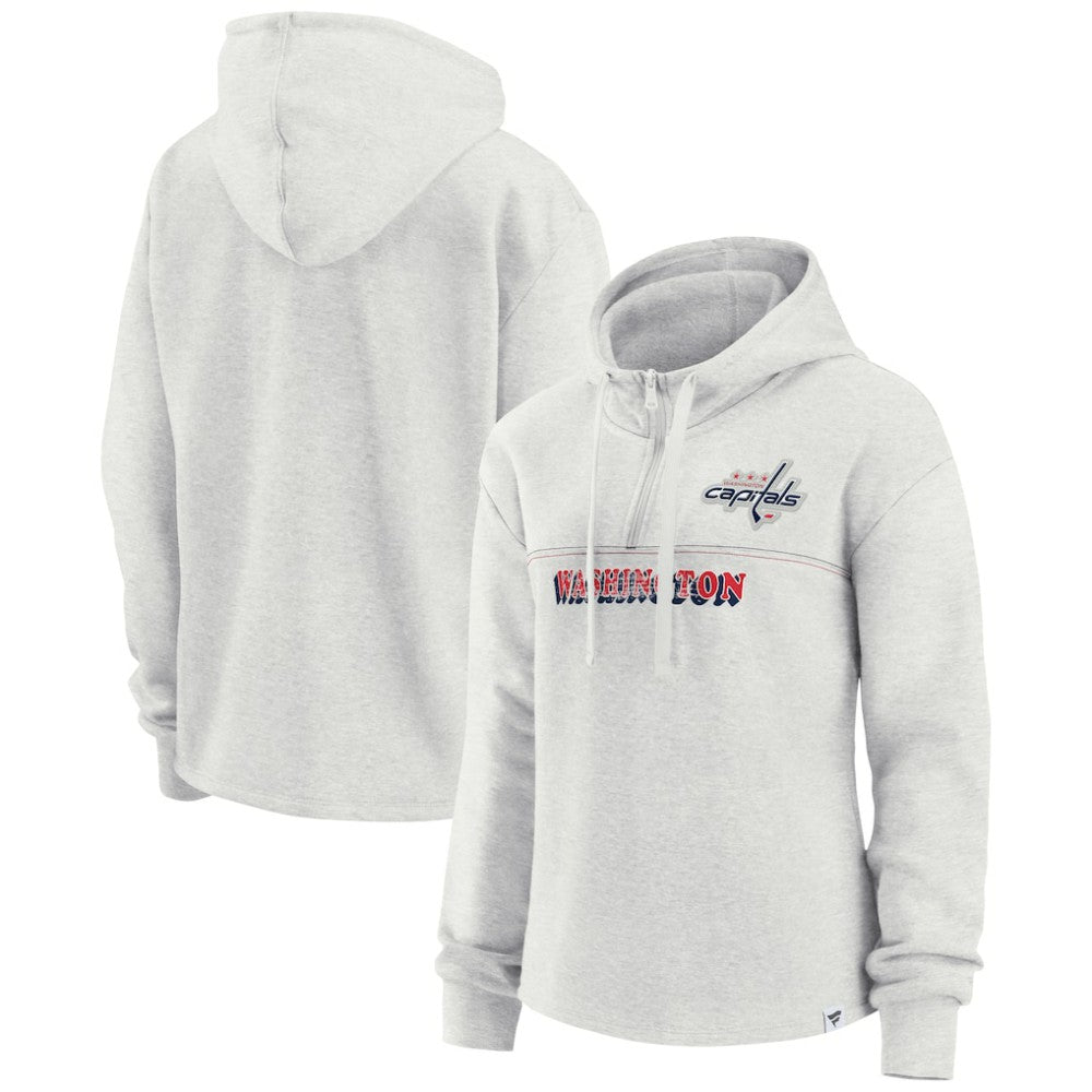 Washington Capitals Fanatics Women's True Classics Legacy Quarter-Zip Hoodie - Ash - NHL