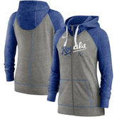 Kansas City Royals Nike Women's Split Wordmark Gym Vintage Raglan Lightweight Full-Zip Hoodie - MLB