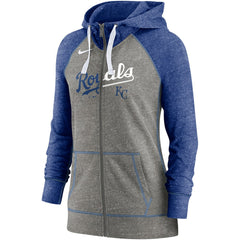 Kansas City Royals Nike Women's Split Wordmark Gym Vintage Raglan Lightweight Full-Zip Hoodie - MLB