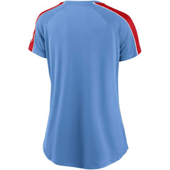 St. Louis Cardinals Fanatics Women's Light Blue/Red True Classic League Diva Pinstripe Raglan V-Neck T-Shirt T-shirts - MLB