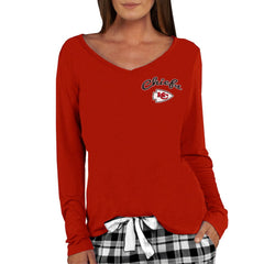 Kansas City Chiefs Concepts Sport Women's Marathon Knit Long Sleeve Lightweight V-Neck Lounge Top Red | NFL