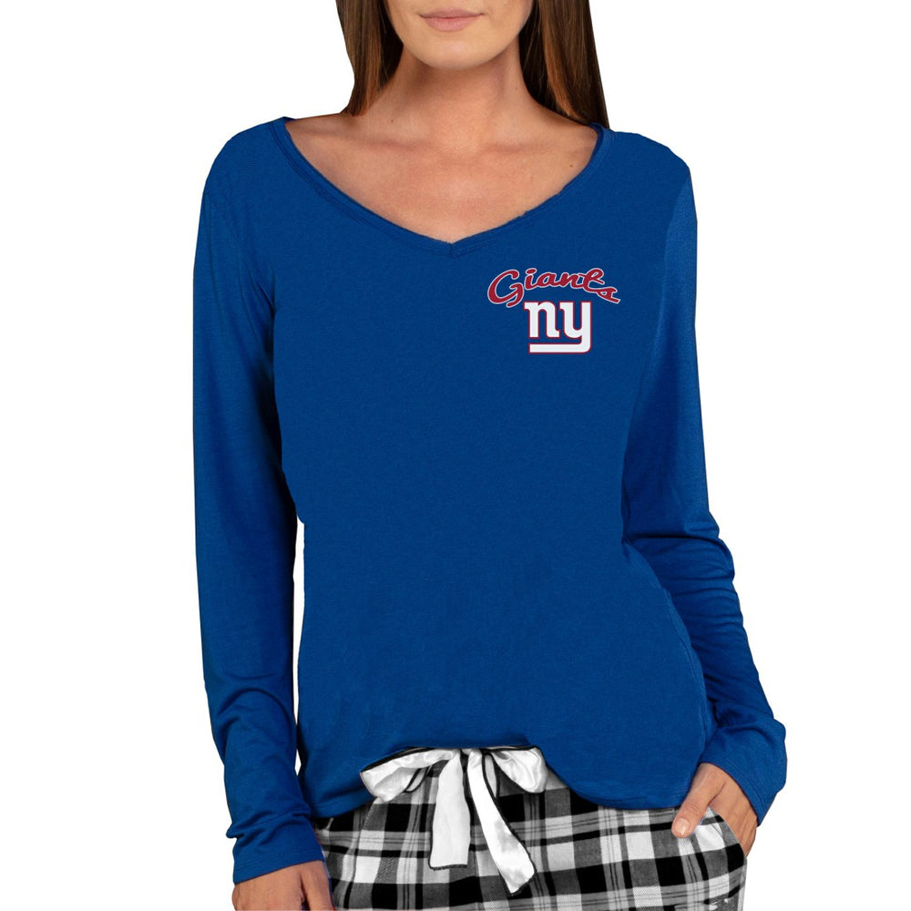 New York Giants Concepts Sport Women's Marathon Knit Long Sleeve Lightweight V-Neck Lounge Top Royal | NFL