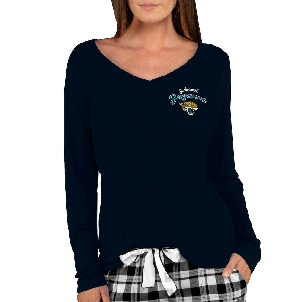Jacksonville Jaguars Concepts Sport Women's Marathon Knit Long Sleeve Lightweight V-Neck Lounge Top Black | NFL