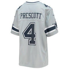 Dak Prescott Dallas Cowboys Youth Inverted Team Game Jersey Silver | Nike for Sale