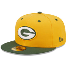 Green Bay Packers New Era Flipside 2Tone 59FIFTY Fitted Hat Gold/Green | NFL