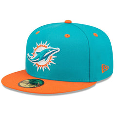 Miami Dolphins New Era Flipside 2Tone 59FIFTY Fitted Hat Aqua/Orange | NFL