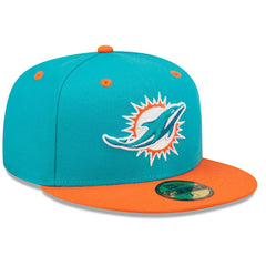 Miami Dolphins New Era Flipside 2Tone 59FIFTY Fitted Hat Aqua/Orange | NFL