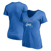 Detroit Lions Women's Long Stride V-Neck T-Shirt Blue | NFL