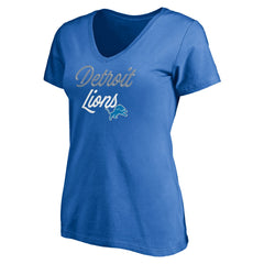 Detroit Lions Women's Long Stride V-Neck T-Shirt Blue | NFL