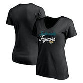 Jacksonville Jaguars Women's Long Stride V-Neck T-Shirt Black | NFL