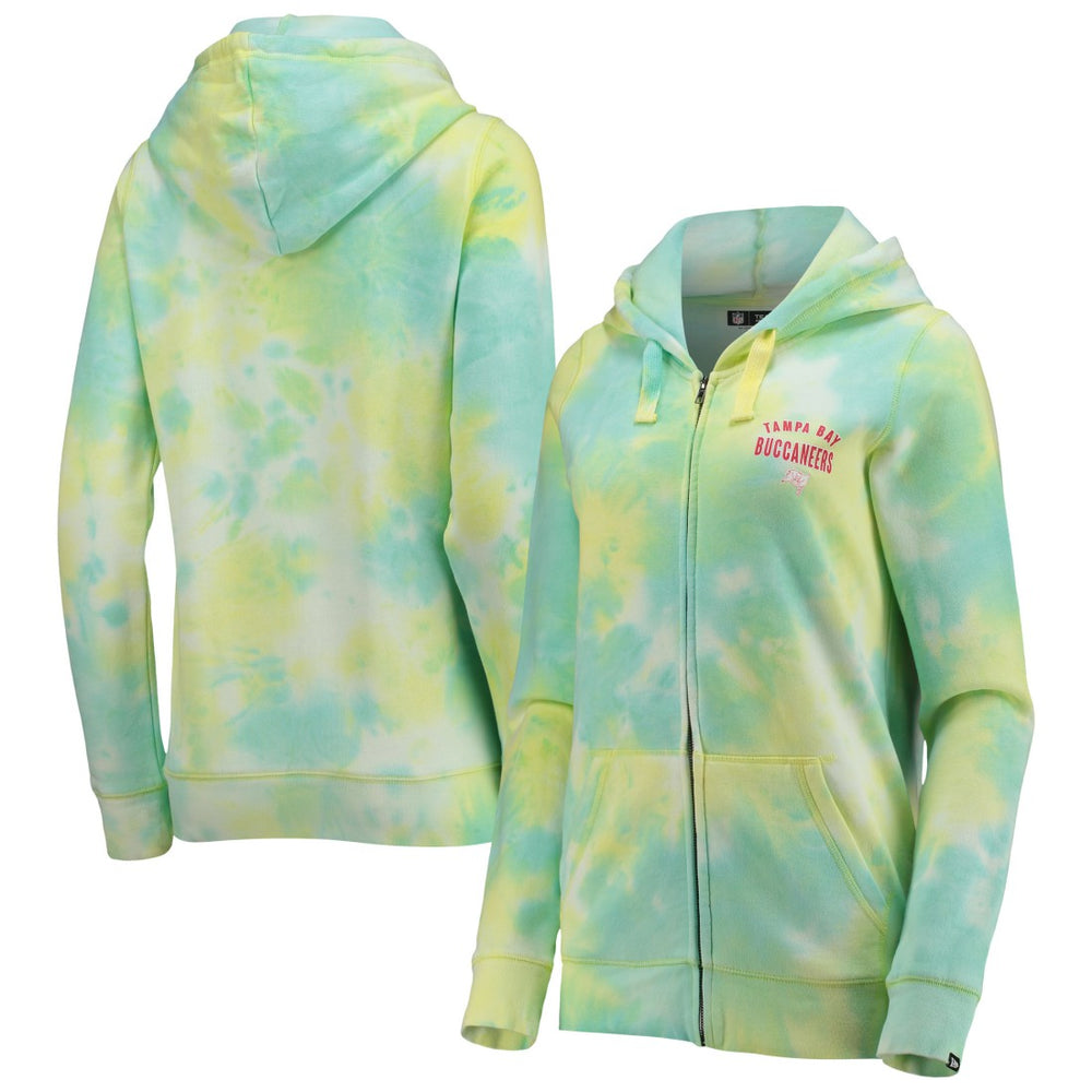 Tampa Bay Buccaneers New Era Women's Ice-Dye Full-Zip Hoodie White | NFL