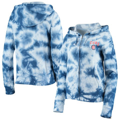Chicago Cubs New Era Women's Tie-Dye Fleece Full-Zip Hoodie - MLB