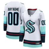 Seattle Kraken Fanatics Women's Away Breakaway Custom Jersey - White - NHL