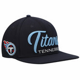 Tennessee Titans Pro Standard Script Wordmark Snapback Hat Navy | NFL