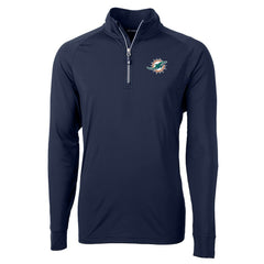 Miami Dolphins Cutter & Buck Adapt Eco Knit Quarter-Zip Pullover Jacket Navy | NFL