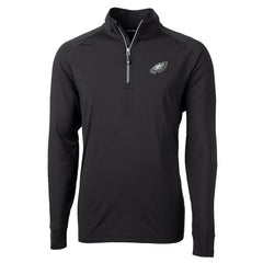 Philadelphia Eagles Cutter & Buck Adapt Eco Knit Quarter-Zip Pullover Jacket Black | NFL