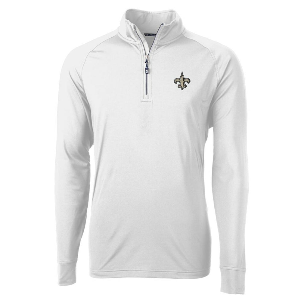 New Orleans Saints Cutter & Buck Adapt Eco Knit Quarter-Zip Pullover Jacket White | NFL