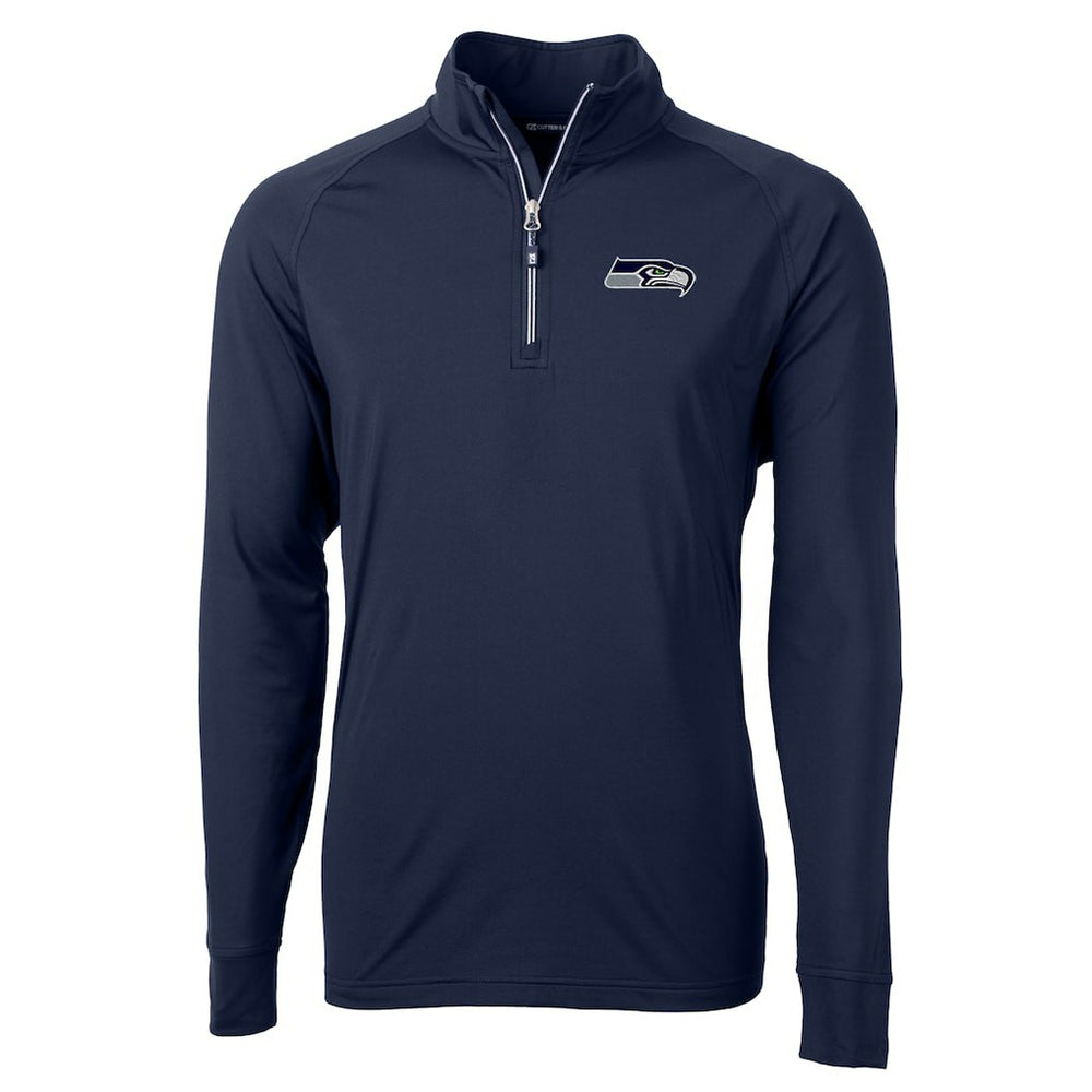 Seattle Seahawks Cutter & Buck Adapt Eco Knit Quarter-Zip Pullover Jacket College Navy | NFL