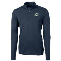 Miami Dolphins Cutter & Buck Virtue Eco Pique Recycled Quarter-Zip Pullover Jacket Navy | NFL