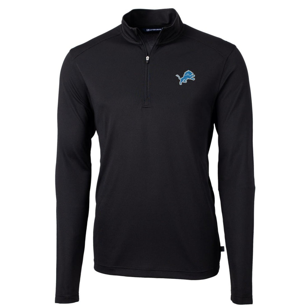 Detroit Lions Cutter & Buck Virtue Eco Pique Recycled Quarter-Zip Pullover Jacket Black | NFL