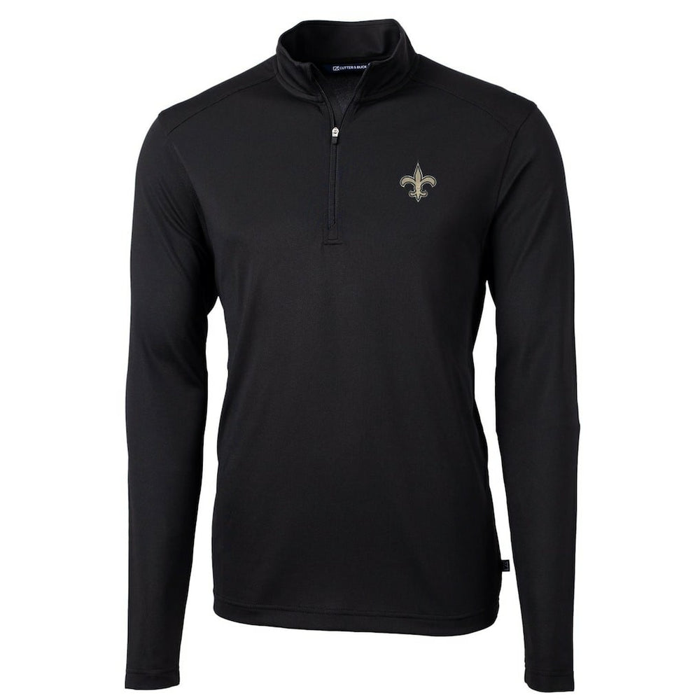 New Orleans Saints Cutter & Buck Virtue Eco Pique Recycled Quarter-Zip Pullover Jacket Black | NFL
