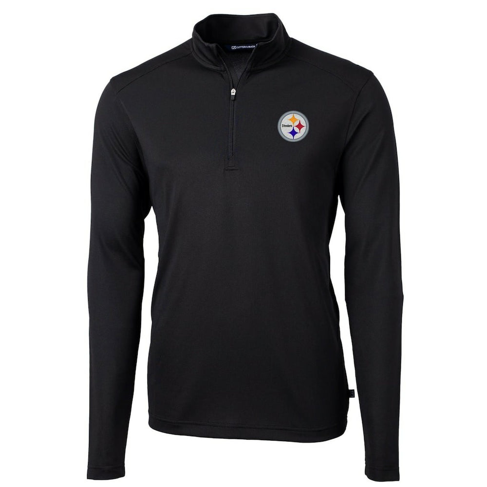 Pittsburgh Steelers Cutter & Buck Virtue Eco Pique Recycled Quarter-Zip Pullover Jacket Black | NFL