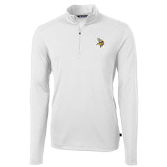 Minnesota Vikings Cutter & Buck Virtue Eco Pique Recycled Quarter-Zip Pullover Jacket White | NFL