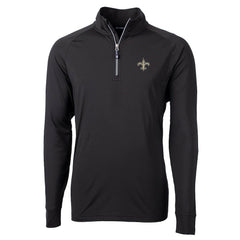 New Orleans Saints Cutter & Buck Big & Tall Adapt Eco Knit Quarter-Zip Pullover Jacket Black | NFL