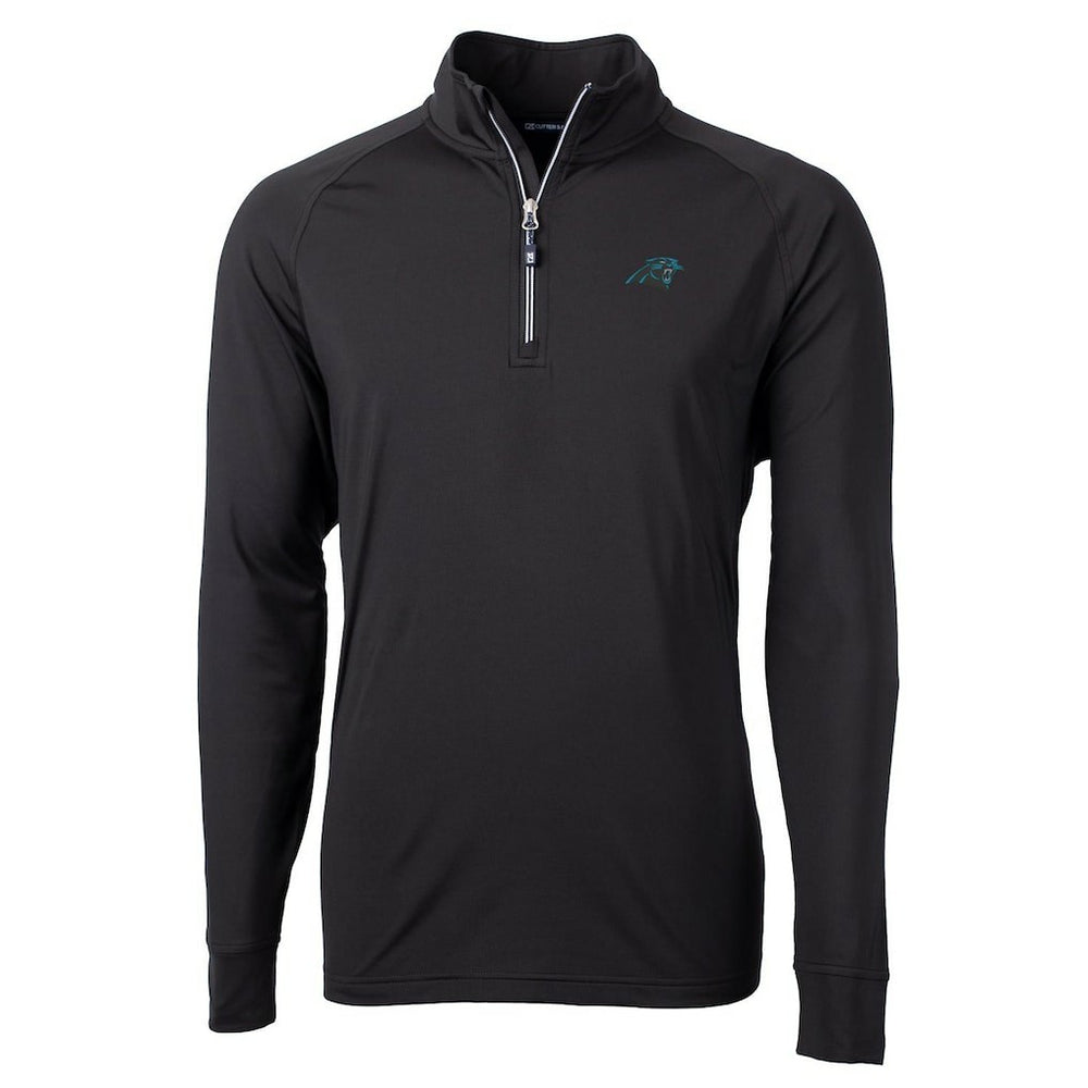 Carolina Panthers Cutter & Buck Big & Tall Adapt Eco Knit Quarter-Zip Pullover Jacket Black | NFL