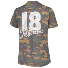 Justin Jefferson Minnesota Vikings Women's Name & Number Tri-Blend V-Neck T-Shirt Camo | NFL